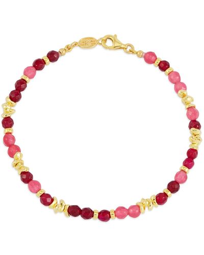 Dower & Hall jagged nugget & Pink Gemstone Bracelet - Red