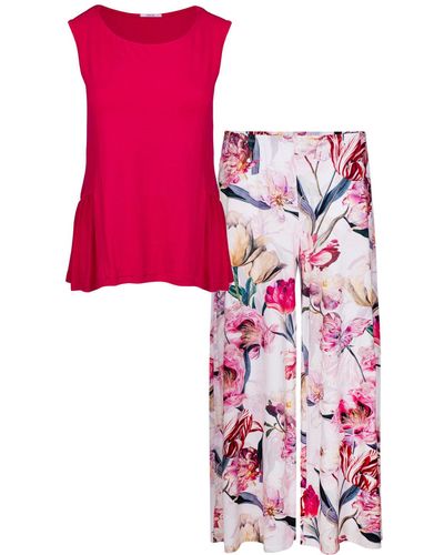 Oh!Zuza Ruby Top & Flare Floral Trousers - Pink