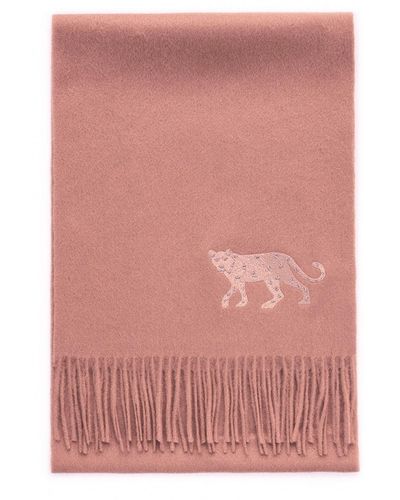 Jessie Zhao New York Cashmere Scarf With Leopard Embroidery - Pink