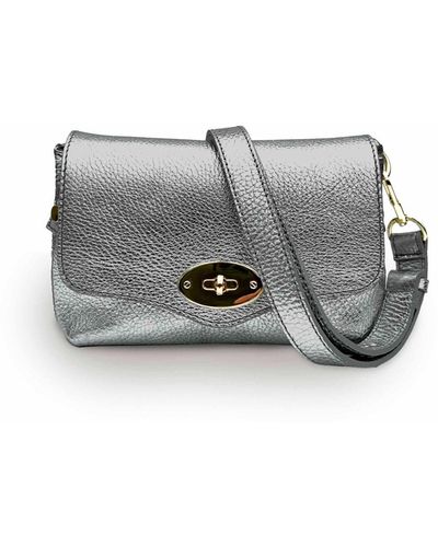 Apatchy London The Maddie Pewter Leather Bag - Grey