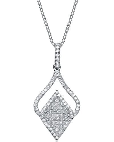 Genevive Jewelry Sterling Silver White Cubic Zirconia Heart Pendant - Metallic