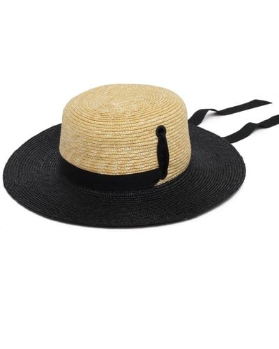 Justine Hats Straw Boater Hat - Black