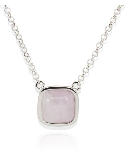 Vintouch Italy Squircle Sterling Silver Kunzite Necklace - Multicolour