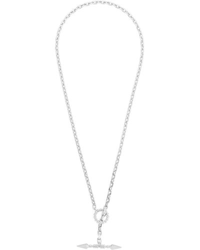ille lan P.d.l Bold Double Edged Pendulum Chain Necklace In White Gold 925 - Metallic