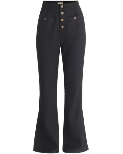 Paisie High Waist Flare Trousers In - Black
