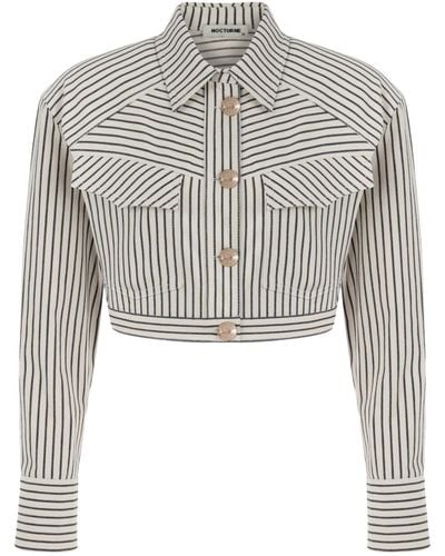 Nocturne Striped Crop Jacket - White