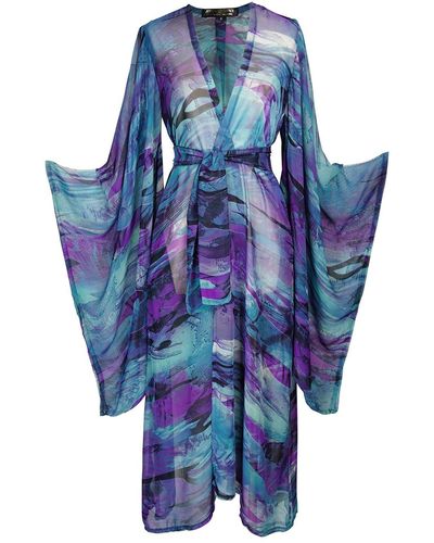 Jennafer Grace Delphi Silk Kimono - Blue