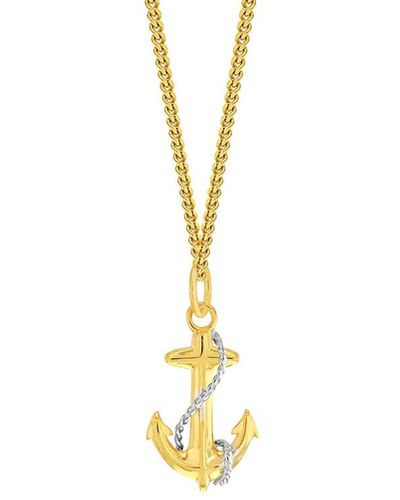 True Rocks Mini Anchor Pendant 18kt -plated With Sterling Silver Detail - Metallic