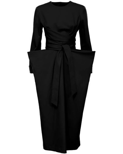 Julia Allert Designer Midi Dress With Belt - Black