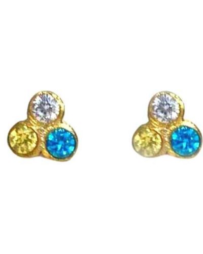 Lily Flo Jewellery Disco Dots Tiny Trio Stud Earrings - Blue