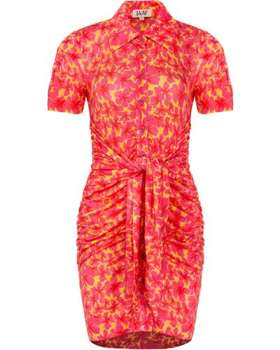 JAAF Stretch-jersey Mini Dress In Hibiscus Print - Red