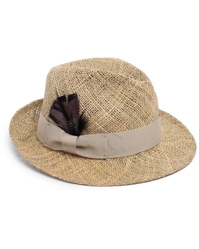 Justine Hats Neutrals Straw Fedora Hat For - Natural