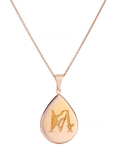 Posh Totty Designs Gold Plated Floral Engraved Initial Locket Necklace - Metallic