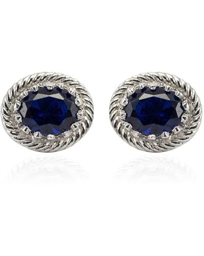 Vintouch Italy Luccichio Blue Agate Stud Earrings