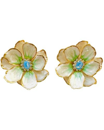 The Pink Reef Jewel Box Florals In Green Pearl - Yellow