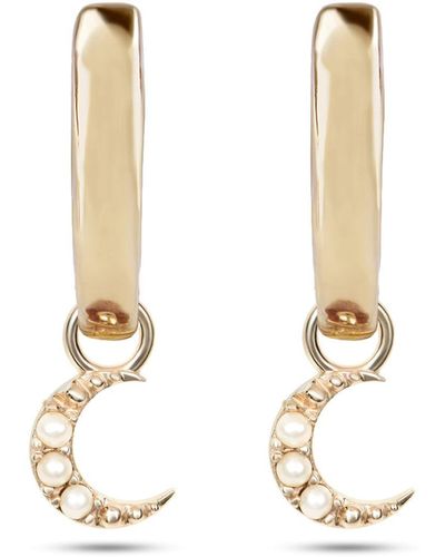 Zohreh V. Jewellery Mini Pearl Moon Hoop Earrings 9k - Metallic