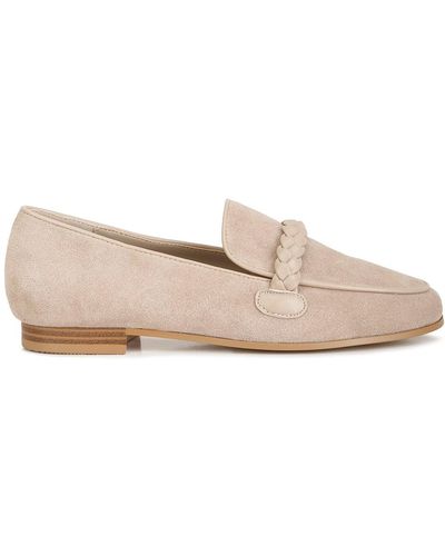 Rag & Co Neutrals Echo Suede Leather Braided Detail Loafers In Sand - Pink