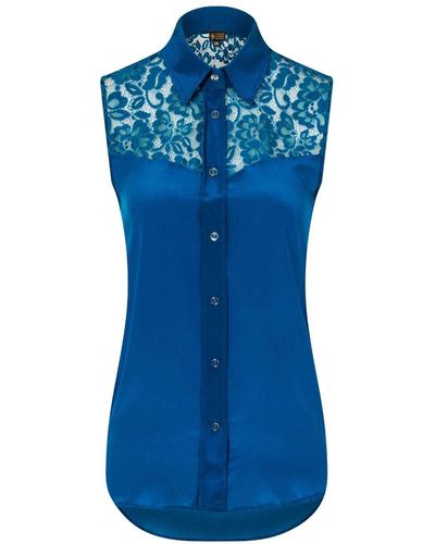 Sophie Cameron Davies Teal Classic Silk Top - Blue