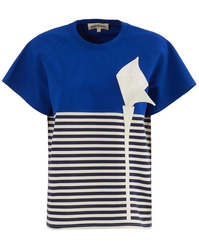 Julia Allert Designer T-shirt With Calla Flower Blue