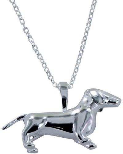 Reeves & Reeves Sterling Three-dimensional Dachshund Dog Necklace - Metallic