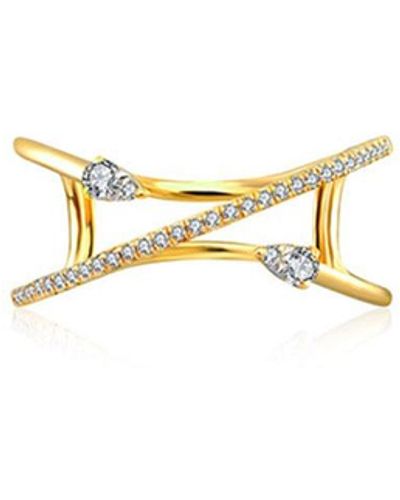 Genevieve Collection 18k Yellow Double Arrow Spiral Diamond Ring - Metallic