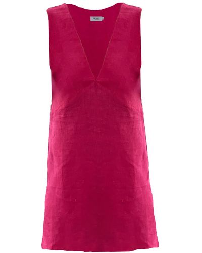 Larsen and Co Pure Linen Bermuda Dress In Fuchsia - Pink