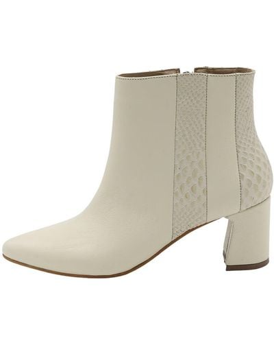 Stivali New York Neutrals Aurlene Ankle Booties In Ivory & Croc Embossed Leather - Natural