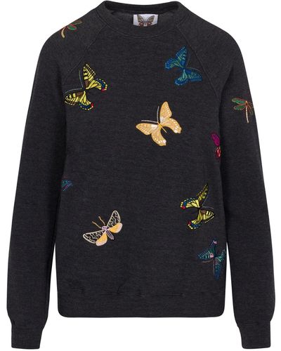 Meghan Fabulous The Jitterbug Embroidered Sweatshirt Shirt - Blue