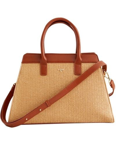 Fable England Neutrals Woven Alice Tote - Brown