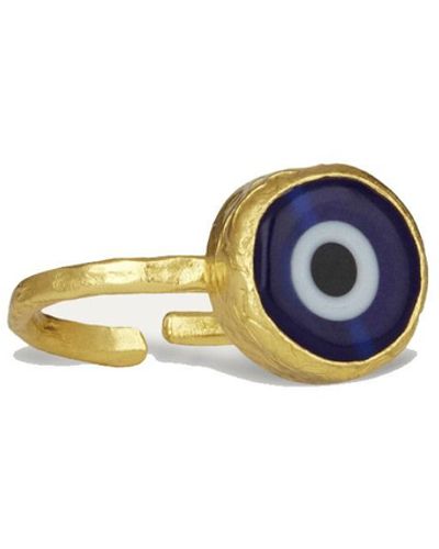 Ottoman Hands Nazar Navy Evil Eye Stacking Ring - Blue
