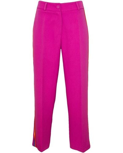 Lalipop Design Wide Leg Cropped Fuchsia Pants - Pink