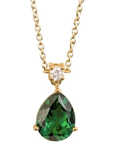 Juvetti Ori Medium Pendant Necklace In Emerald & Diamond Set In Gold - Green