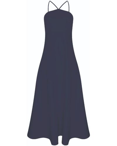 NAZLI CEREN Riley Midi Dress In Midnight - Blue
