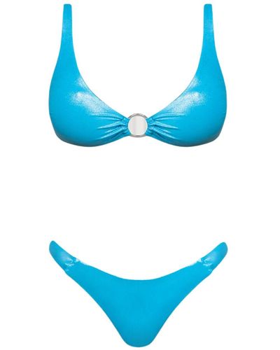 Cliché Reborn Silver Bikini Set With Ring Detail - Blue