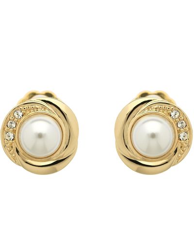 Emma Holland Jewellery Pearl & Crystal Stud Clip Earrings - Metallic