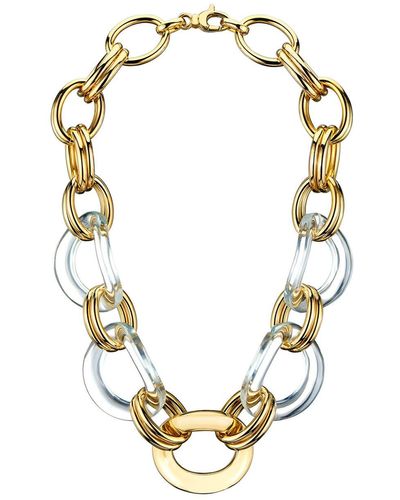 Gold & Honey Clear And Oversized Link Lucite Necklace - Metallic