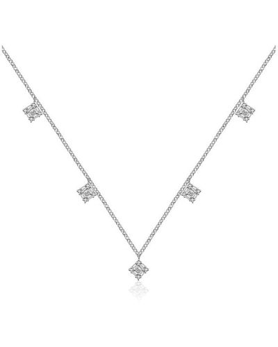 Genevieve Collection 18k Gold Rhombus Shape Diamond Necklace / Choker - Metallic