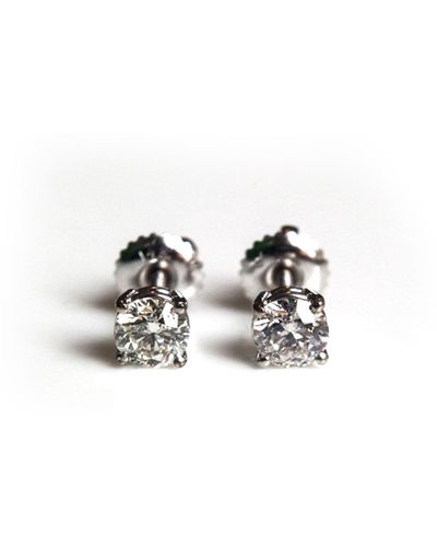 VicStoneNYC Fine Jewelry Platinum Natural Diamond Stud Earrings - Black