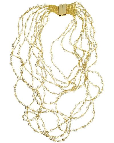 Lavish by Tricia Milaneze Clear & Gold Multi Strings Handmade Necklace - Metallic