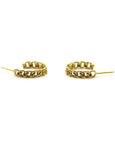 VicStoneNYC Fine Jewelry Chain Pattern Desgin Hoop Earrings - Metallic