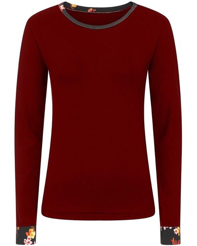 Sophie Cameron Davies Burgundy Long Sleeve Cotton Top - Red