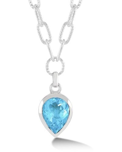 Dower & Hall Large Pear Blue Topaz Array Pendant In