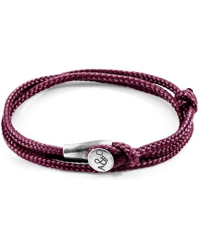 Anchor and Crew Aubergine Purple Dundee Silver & Rope Bracelet