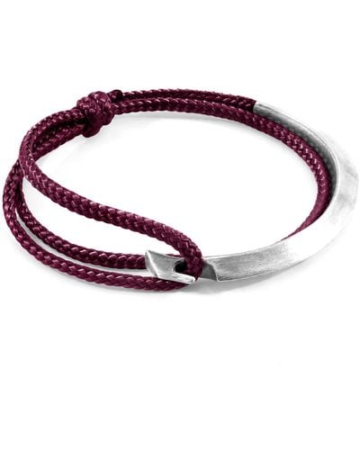 Anchor and Crew Aubergine Purple Hove Silver & Rope Bracelet