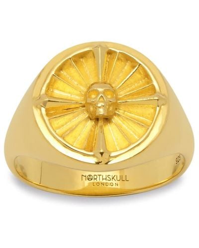 Northskull Atticus Skull Compass Pinky Ring In - Metallic