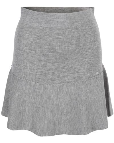 tirillm "anita" Short Merino Wool Flared Skirt - Gray