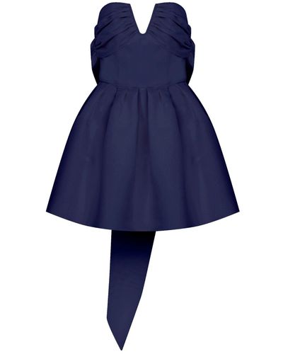 NAZLI CEREN Miro Strapless Mini Dress In Midnight - Blue