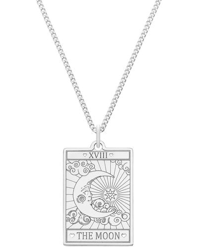 CarterGore Small Sterling Silver "the Moon" Tarot Card Necklace - White