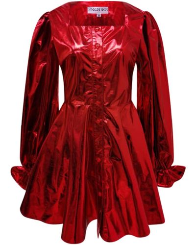 Madeleine Simon Studio The Christmas Mad Hatter Metallic Dress - Red