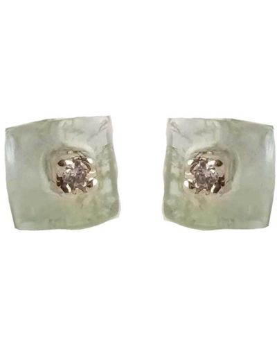 Lily Flo Jewellery Aquamarine Lab Grown Diamond Stud Earrings - White